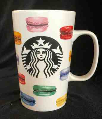 Starbucks French Macaroon Mug Tall 16 Oz Multicolor  on White Coffee Cup 2015 - Sold on eBay Jul, 5th 2019 for $19.95