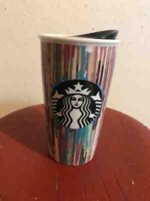"New" Starbucks Ceramic Travel Mug with Lid "Paint Drip" RARE  - Sold on eBay Jul, 4th 2019 for $20.00