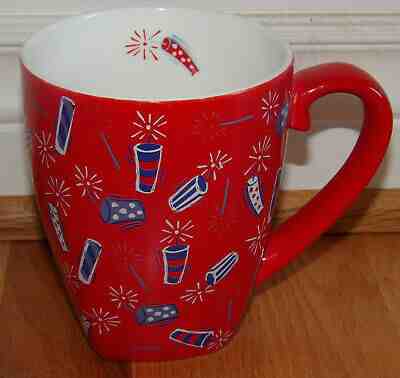 STARBUCKS MUG - Rare 4th July Piece - Red with Fireworks - 2012 - Sold on eBay Jul, 4th 2019 for $20.50
