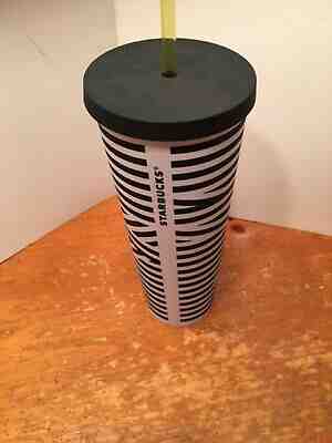 Starbucks Matte Black & White Zebra Stripe Acrylic Cold Cup Venti 24 oz NEW!! - Sold on eBay Jul, 4th 2019 for $24.99