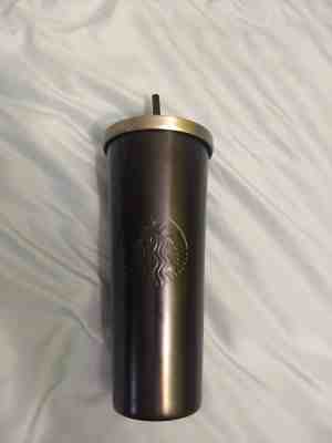 NWT Starbucks 24oz Black Stainless Steel and Silver lid Cold Cup Tumbler  - Sold on eBay Jul, 4th 2019 for $35.00