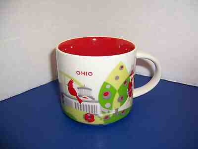 2015 Starbucks Ohio Coffee Mug (14 oz) “You Are Here” Cardinal Carnation Buckeye - Sold on eBay Jul, 12th 2019 for $16.00