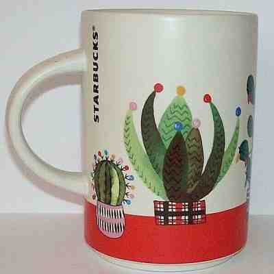 STARBUCKS HOLIDAY 2017 CHRISTMAS CACTUS COFFEE MUG Cup 12oz - Sold on eBay Jul, 12th 2019 for $15.29