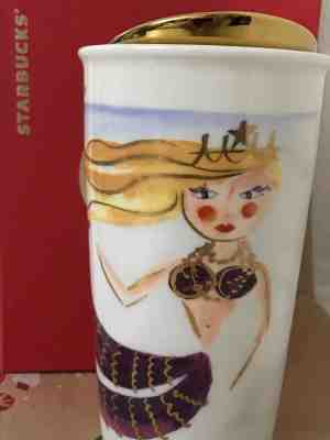 NEW Starbucks 2015 Illustrated Siren Mermaid Ceramic Traveler Tumbler/Mug - Sold on eBay Jul, 12th 2019 for $26.99