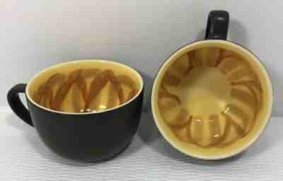 Starbucks Black Mugs Soup Latte Cups Brown Yellow Flower Floral 2012 - Sold on eBay Jul, 12th 2019 for $35.00