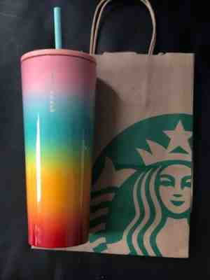 Starbucks Stainless Steel Pride Rainbow Cold Cup Tumbler Venti 24oz Summer 2019 - Sold on eBay Jul, 12th 2019 for $38.99
