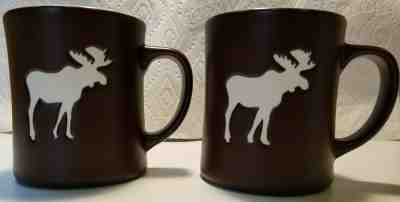 Two STARBUCKS MOOSE 2009 COFFEE MUG (s) Brown Bone China Etched Engraved 16 oz - Sold on eBay Jul, 12th 2019 for $69.99