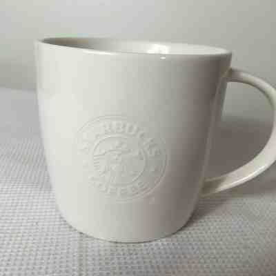 STARBUCKS 2009 white embossed bone china Siren Mermaid coffee mug cup, NWT,16 fl - Sold on eBay Jul, 12th 2019 for $28.88