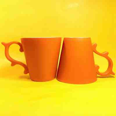 Lot Pair 2 TAZO Teavana Starbucks Coffee Rococo Scroll Handle 14 oz Mug Orange - Sold on eBay Jul, 12th 2019 for $38.99