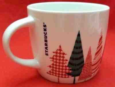 STARBUCKS COFFEE MUG CRISTMAS TREES RED PURPLE & GREEN ON WHITE  LARGE 16 OZ  - Sold on eBay Jul, 12th 2019 for $29.99