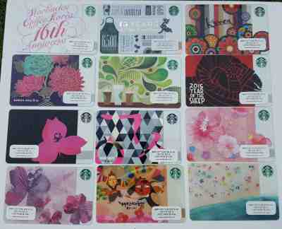 Starbucks Card Korea Republic of Korea Rare Lot 12 Coffee cards with tracking - Sold on eBay Jul, 12th 2019 for $35.00