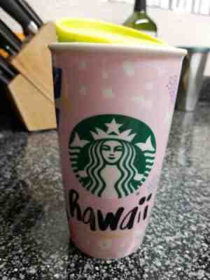 2016 Starbucks Hawaii Pink Ceramic Travel Tumbler Mug Island Icons 12 Oz - Sold on eBay Jul, 11th 2019 for $15.00