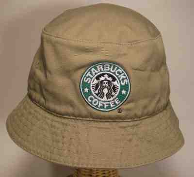 Starbucks Coffee Embroidered Siren Khaki Bucket Hat Size S/M Made in Canada HTF - Sold on eBay Jul, 11th 2019 for $16.00