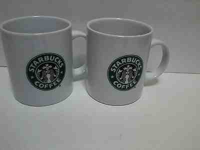 Starbucks Coffee Mermaid Logo White Green Mugs Tea Cups 2-14ozs Set 1999 Ceramic - Sold on eBay Jul, 11th 2019 for $32.99