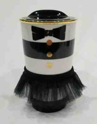 Starbucks ALICE & OLIVIA Tuxedo Tutu Ceramic Coffee Mug+ Lid White Black Stripe - Sold on eBay Jul, 11th 2019 for $22.99