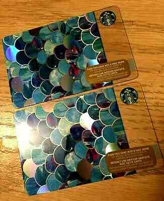 2 x Starbucks Card 2015 Mermaid Scales Mirror Sea Siren Blue CANADA Version NEW - Sold on eBay Jul, 11th 2019 for $29.99