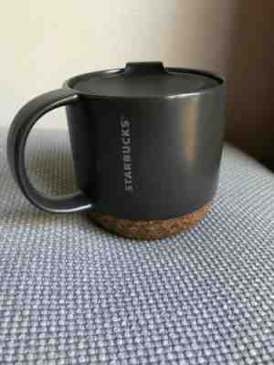 Starbucks 2016 Cork Bottom 12 oz Ceramic Coffee Mug w Sealed Lid Charcoal Gray - Sold on eBay Jul, 11th 2019 for $30.00