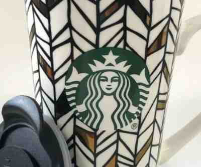Starbucks Holiday 2018 Geometric Metallic Gold Ceramic Lidded Travel Mug NWT - Sold on eBay Jul, 11th 2019 for $26.00