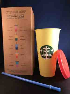 New Starbucks Color Changing Reusable Cold Cup Tumbler 24oz Venti Citron - Sold on eBay Jul, 11th 2019 for $31.99