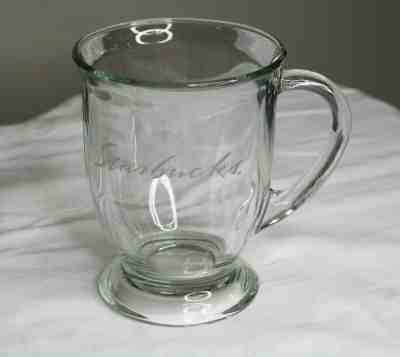 Starbucks Clear Glass Coffee Mug Cup Anchor Hocking Etched Logo Pedestal 16oz - Sold on eBay Jul, 11th 2019 for $19.99