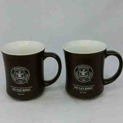 Starbucks Vintage Coffee Tea Mug Cup LOT of 2 Brown 16 oz 2008 Pike Place MktB15 - Sold on eBay Jul, 11th 2019 for $19.99