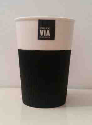 Starbucks VIA Ready Brew Travel Cup Mug Tumbler Lid Rubber Grip 2010 Bone China - Sold on eBay Jul, 11th 2019 for $24.00