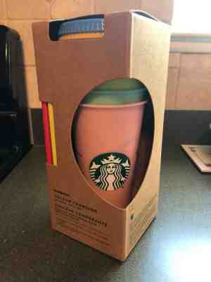 New 2019 Starbucks Color Changing Reusable Cold Cups Pack of 5 w/ Straws Lids  - Sold on eBay Jul, 11th 2019 for $72.99