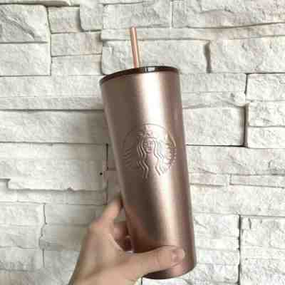 New Starbucks 2018 Holiday ROSE GOLD Travel Tumbler Pink Stainless Steel 24 Oz - Sold on eBay Jul, 11th 2019 for $59.99