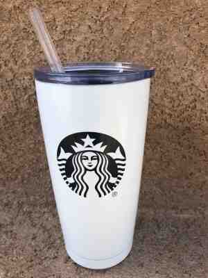 Starbucks Steel Vacuum 20 oz Tumbler with Tritan Straw White - Sold on eBay Jul, 11th 2019 for $24.59