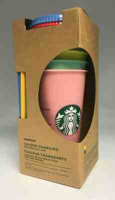 New 2019 Starbucks Color Changing Reusable Cold Cups Pack of 5 w/ Straws Lids  - Sold on eBay Jul, 10th 2019 for $66.00