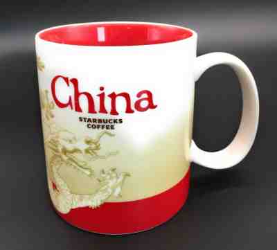 Starbucks China Global Icon Dragon Beige Red Interior Ceramic Coffee Cup Mug  - Sold on eBay Jul, 10th 2019 for $32.00