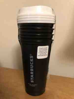 Pack Of 5 Starbucks Reusable Plastic Travel To Go Cups Black 16 oz with Lids - Sold on eBay Jul, 10th 2019 for $15.99
