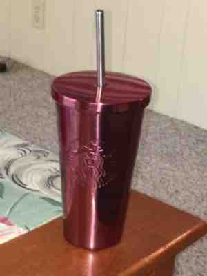 Starbucks Metallic Red Stainless Steel Cold Cup Tumbler W/Steel Straw ~ Unused - Sold on eBay Jul, 10th 2019 for $21.50