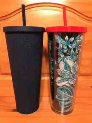 Starbucks Cold Drink Cup Tumbler Set 24 Fl Oz Plants Navy Blue New - Sold on eBay Jul, 10th 2019 for $39.95