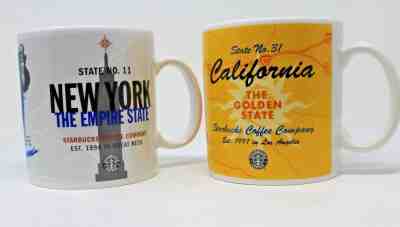 Starbucks Mugs 1999 State Series Coffee Cup Lot 2 New York California 16 Oz - Sold on eBay Jul, 10th 2019 for $21.40