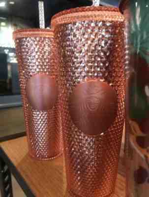 Starbucks Acrylic Iridescent Rose Gold Pink Studded Rainbow Cold Tumbler-Venti - Sold on eBay Jul, 10th 2019 for $30.99