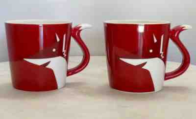 Two Starbucks Coffee 2012 Bone China FOX MUG Red & White 8 oz Tail Handle - Sold on eBay Jul, 10th 2019 for $19.95