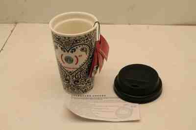 Starbucks 2010 Jonathan Adler Heart Coffee Tea Tumbler 12 oz Ceramic w/ Lid - Sold on eBay Jul, 10th 2019 for $29.96