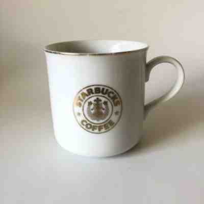 Vtg Starbucks Coffee White Mug Gold Trim Logo Mermaid Siren Spit Tail Japan - Sold on eBay Jul, 10th 2019 for $25.00