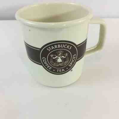 Starbucks Coffee Tea & Spices Classic Enamel Coated White/Brown Metal Mug  - Sold on eBay Jul, 10th 2019 for $15.39