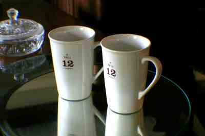 STARBUCKS COFFEE MUGS 2010 Set Of 2 TALL 12 Oz Cups Brown on White Letters f4 - Sold on eBay Jul, 9th 2019 for $24.95