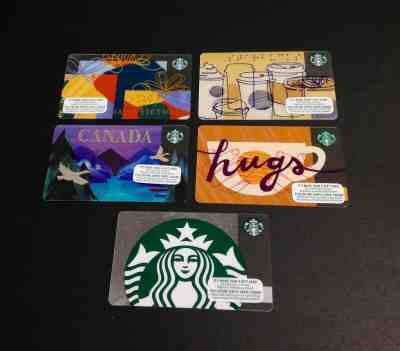 STARBUCKS GIFT CARD #6154/ #6165/ #6158/ #6161  " ????" & "I"  - LOT OF 5 PCS. NEW - Sold on eBay Jul, 9th 2019 for $19.99