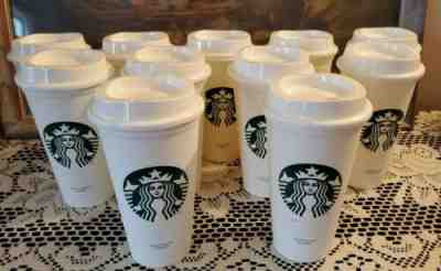 Lot of 11 Starbucks Reusable Plastic Coffee Cup Lids White Green Grande 16 oz  - Sold on eBay Jul, 9th 2019 for $28.00