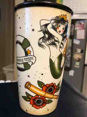 Starbucks Tattoo Mermaid / Siren Sailor ceramic 12oz tumbler mug travel cup - Sold on eBay Jul, 9th 2019 for $30.00