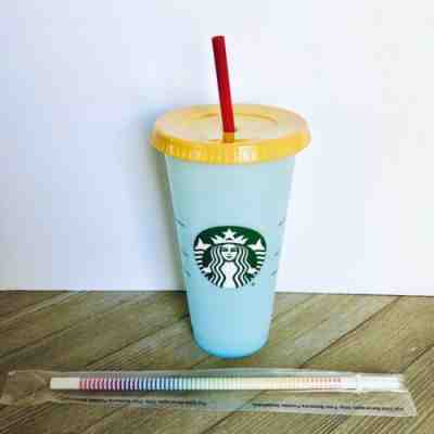 SINGLE Starbucks Color Changing Cold Cup Sky Cobalt NEW 2019 + Rainbow Straw - Sold on eBay Jul, 9th 2019 for $28.00
