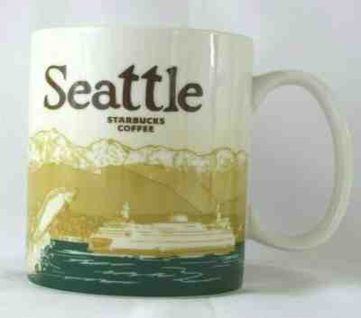 Starbucks Seattle City Icon Series 2011 16 oz Coffee Mug Cup Skyline Ferry - Sold on eBay Jul, 9th 2019 for $23.00