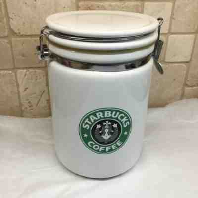 Starbucks Coffee 8" Round Latchable White Ceramic Canister / Jar Bee House Japan - Sold on eBay Jul, 9th 2019 for $29.99