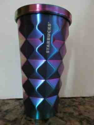STARBUCKS 2016 IRIDESCENT RAINBOW TUMBLER MUG GEOMETRIC STUDDED STAINLESS - Sold on eBay Jul, 9th 2019 for $27.00