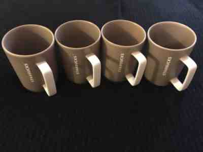 Starbucks 2016 Brown Beige White Dip Two Tone Square Handle 4 Mug Coffee Cup - Sold on eBay Jul, 9th 2019 for $16.00