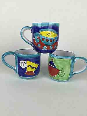 3 XL Starbucks Coffee Handpainted Mugs 16 oz Made in Italy Handmade - Sold on eBay Jul, 9th 2019 for $29.99